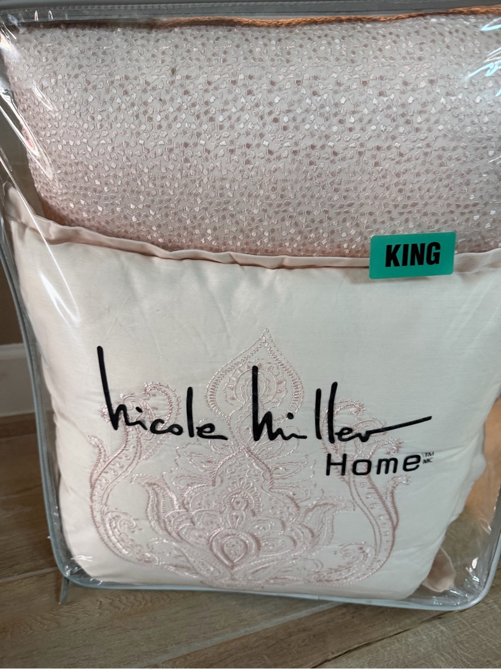 Nicole Miller Blush Embroidered Decorative Pillow